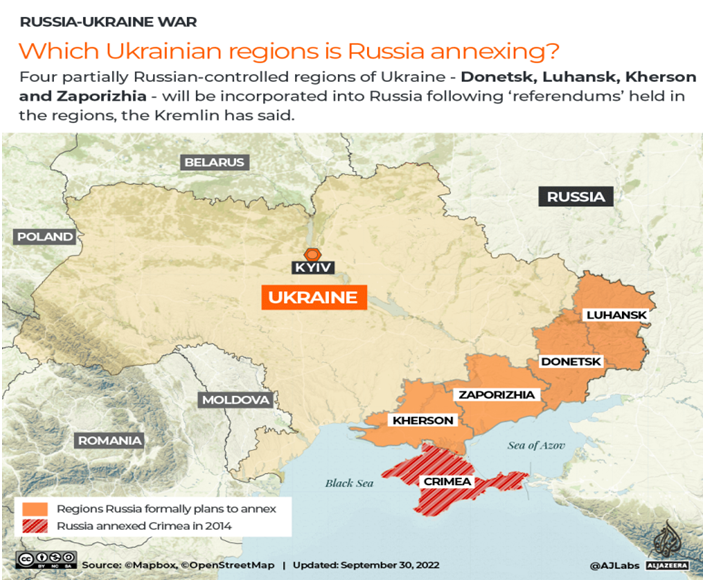 Russia annexes four Ukrainian regions (GS Paper 2, International Relation)