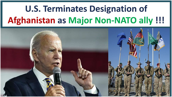 US terminates designation of Afghanistan as major non-NATO ally (GS Paper 2, International Organisation)